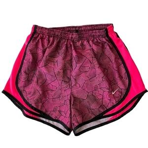Nike Dri-fit Tempo Pink & Black Patterned Shorts with Embroidered Logo Sz. Small